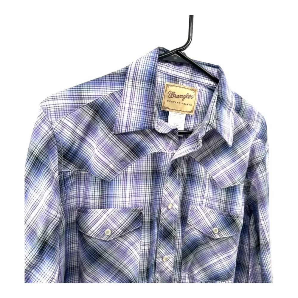 Wrangler | Men’s M Medium Plaid Pearl Snap Long Sleeve Shirt Western Rodeo - Picture 3 of 11